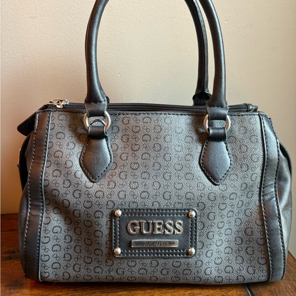 Guess Handbags - GUESS Monogram Black and Gray Satchel